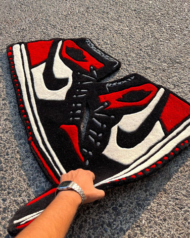 AJ1 High Bred Toe Sneakers Hanging Custom Rug