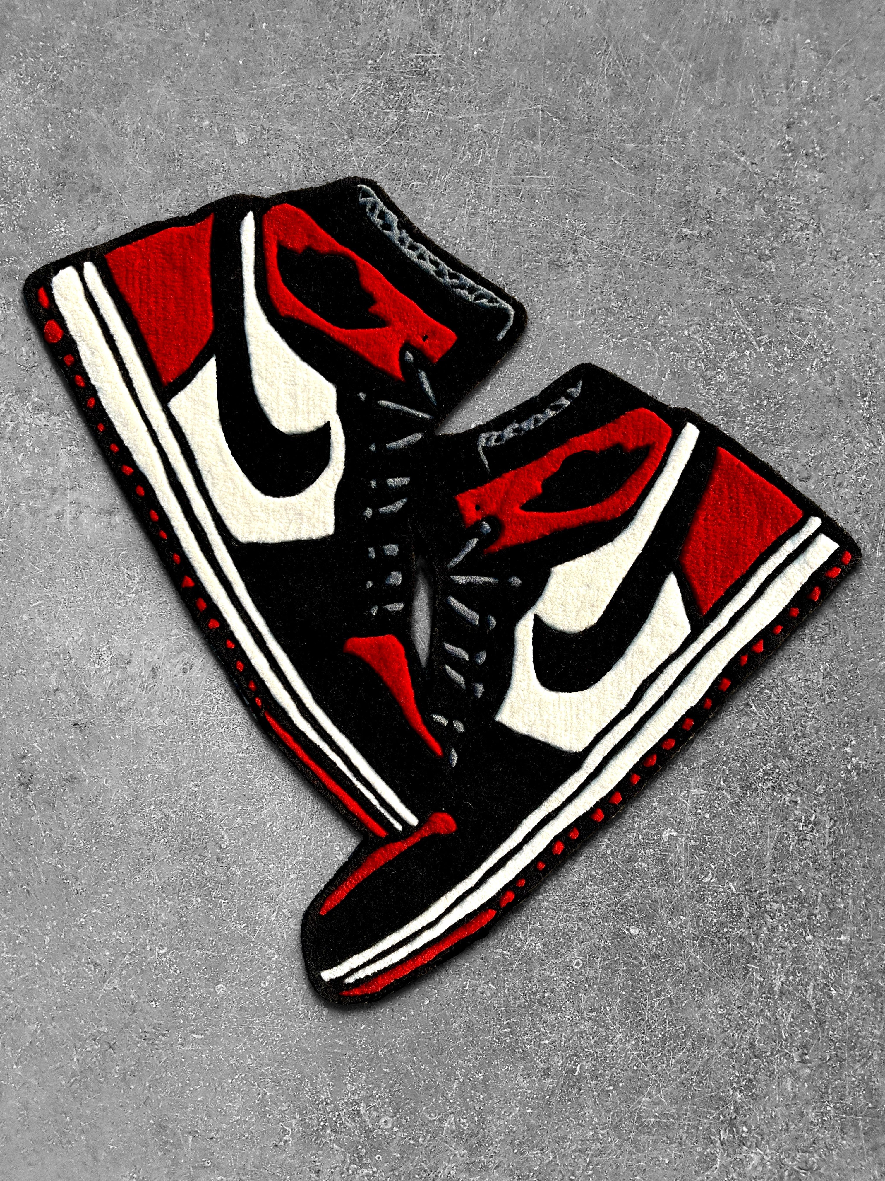 AJ1 High Bred Toe Sneakers Hanging Custom Rug