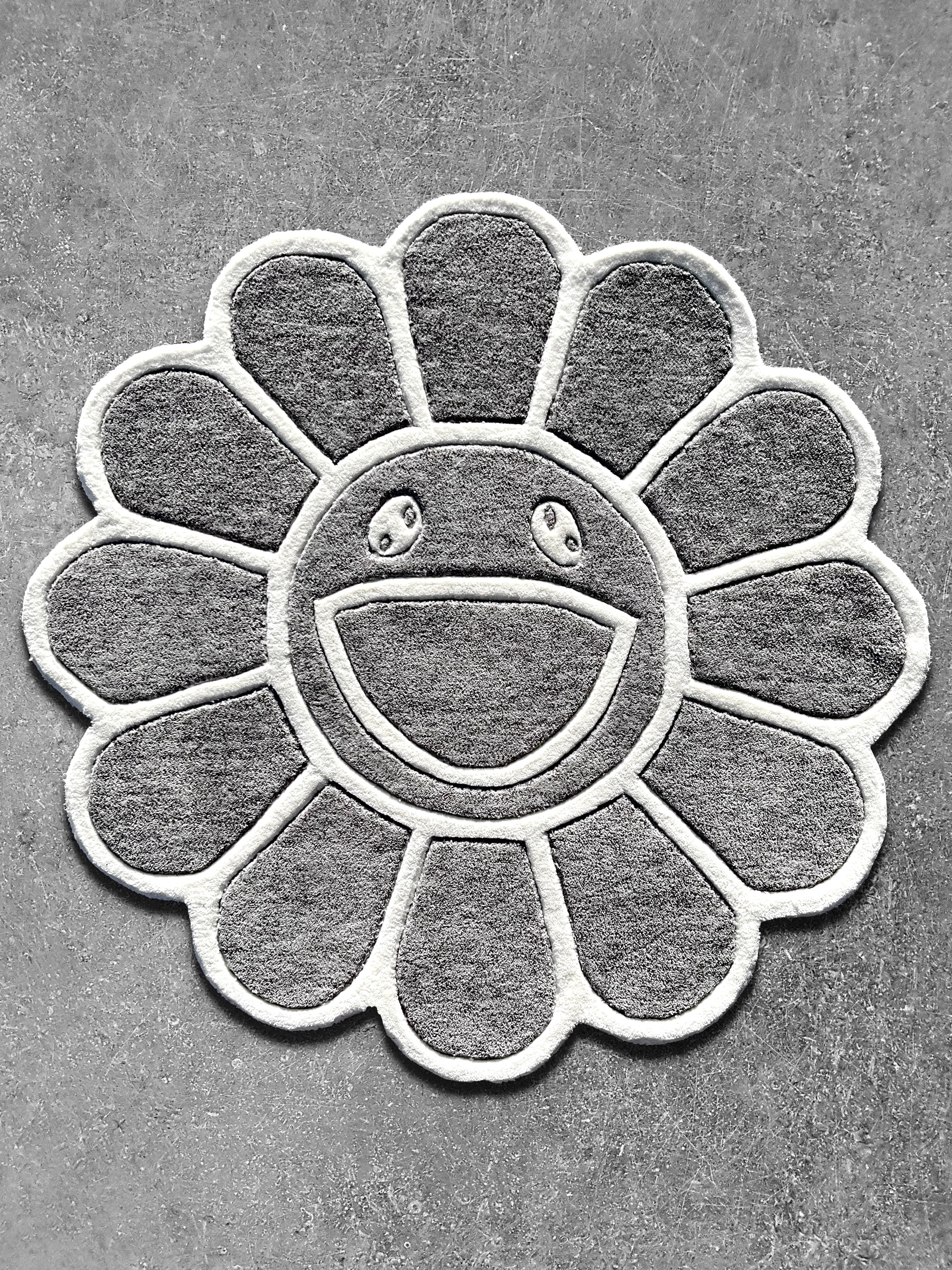 Grey Hypebeast Flower Custom Rug