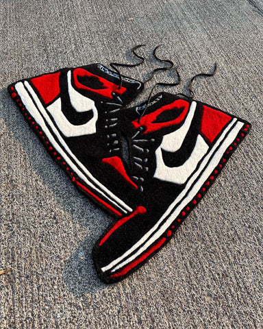 AJ1 High Bred Toe Sneakers Hanging Custom Rug