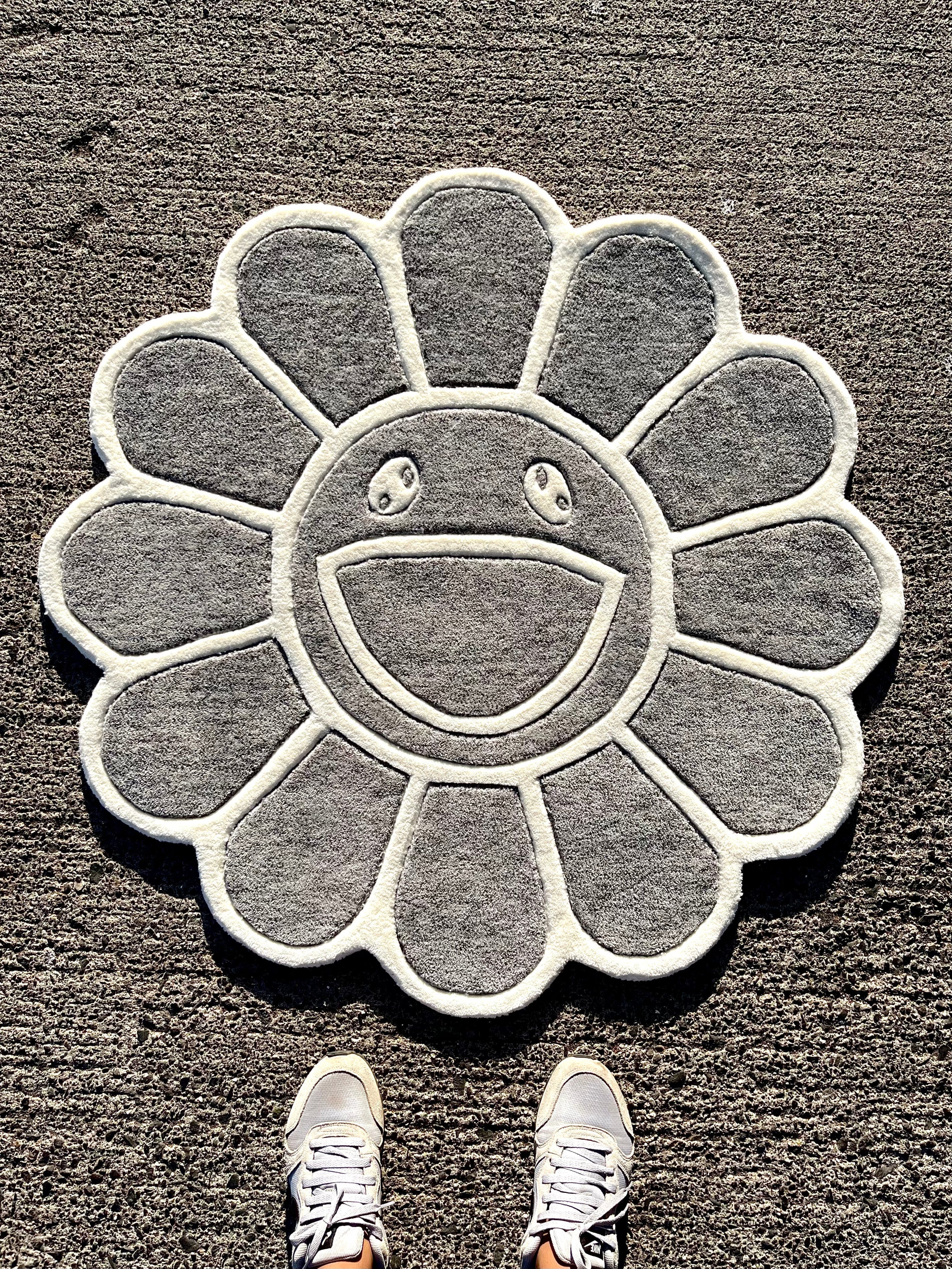 Grey Hypebeast Flower Custom Rug