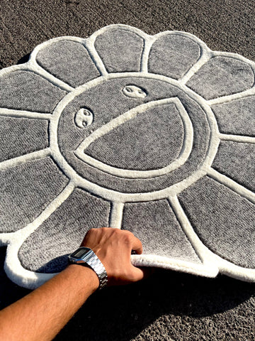 Grey Hypebeast Flower Custom Rug