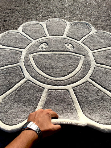 Grey Hypebeast Flower Custom Rug