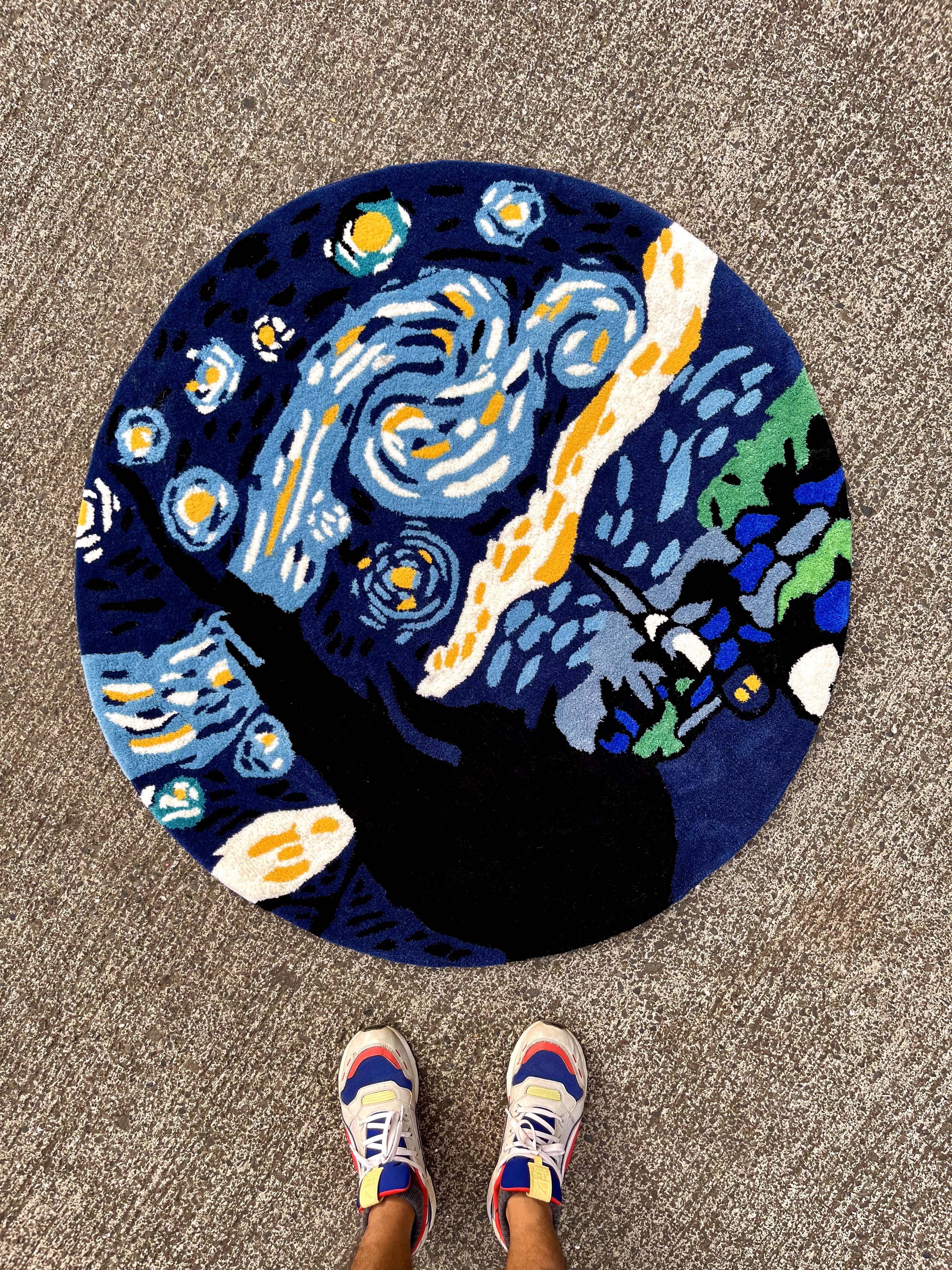 Starry Night Circle Custom Rug