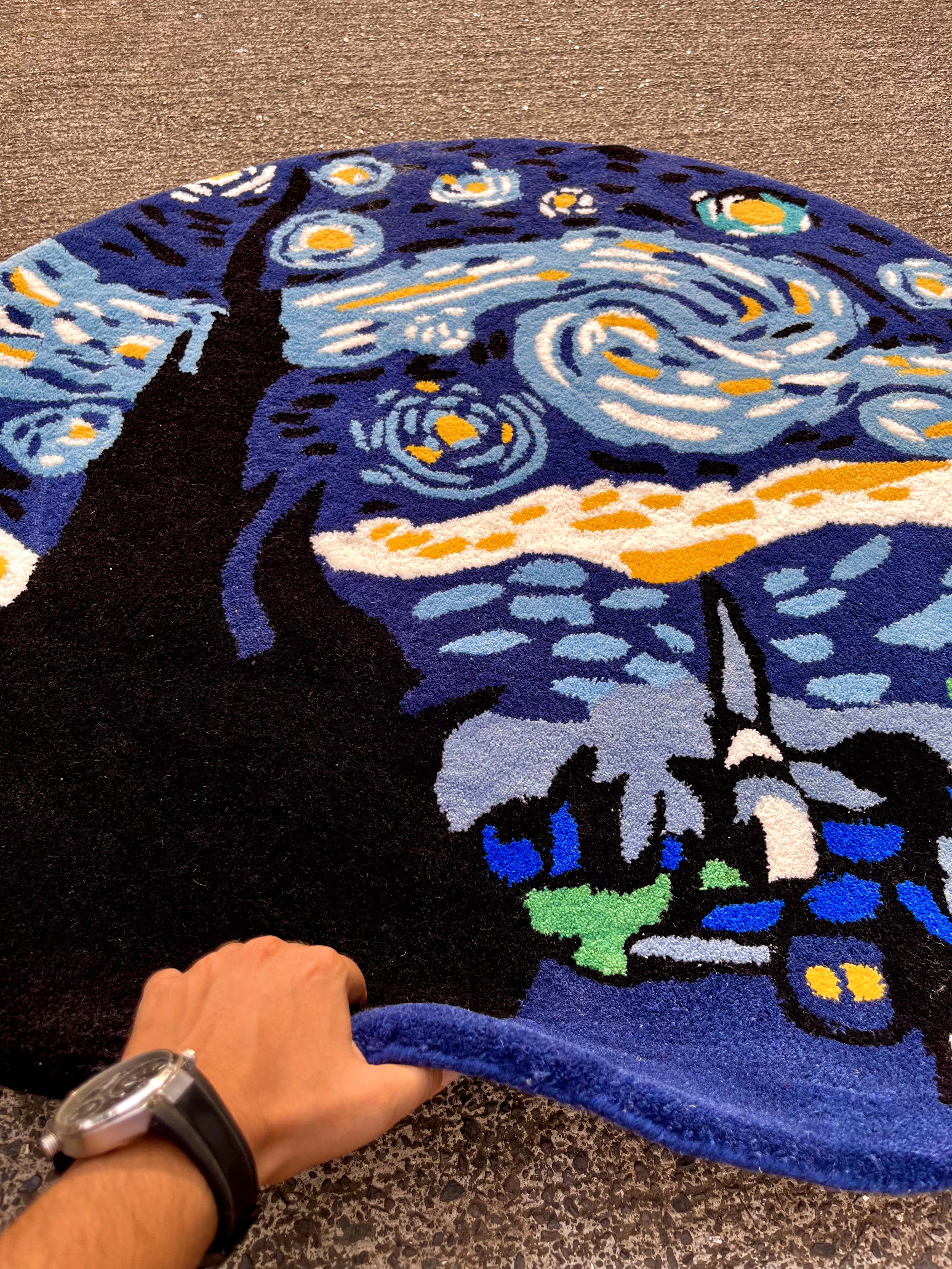 Starry Night Circle Custom Rug