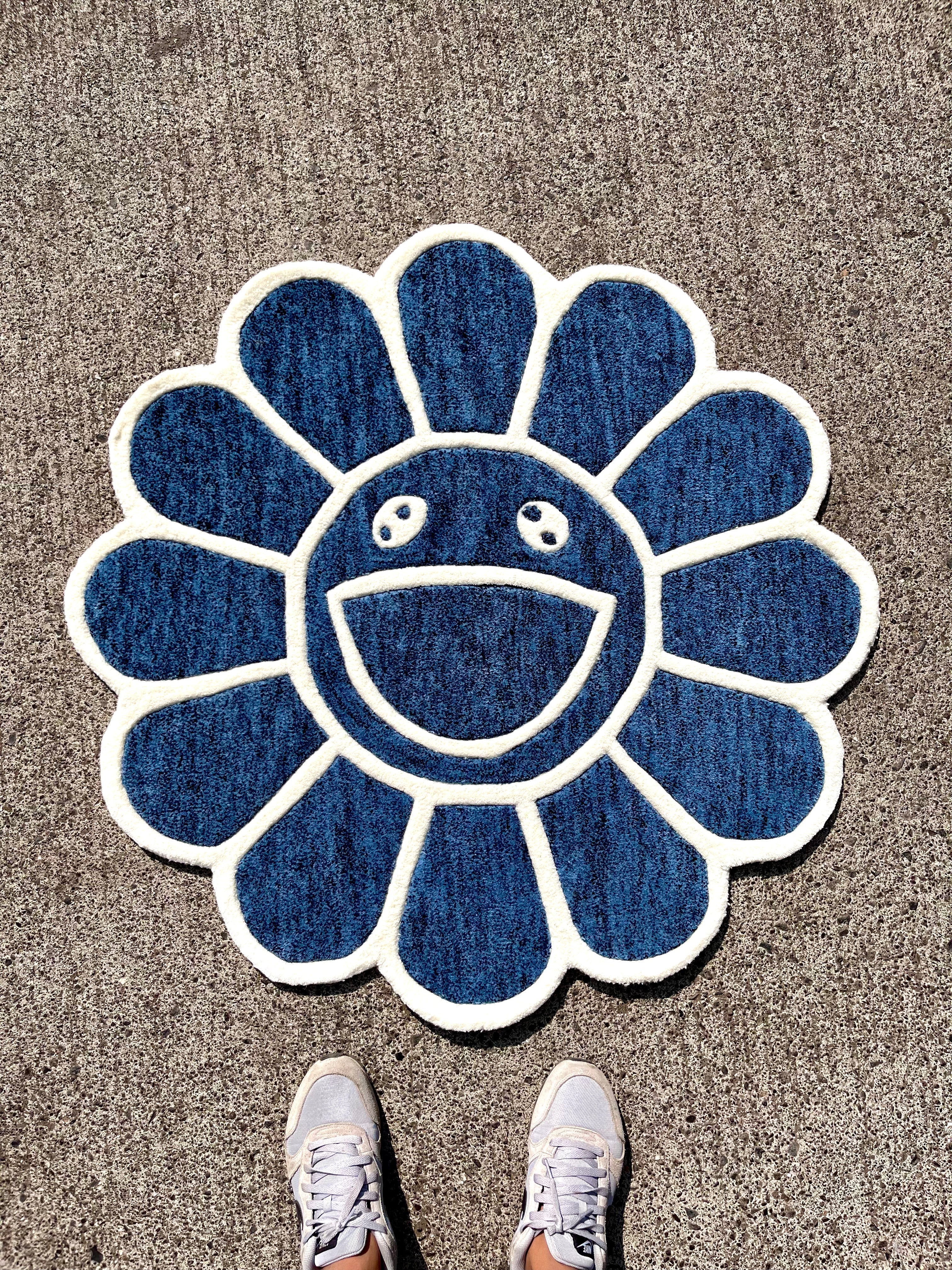 Blue Hypebeast Flower Custom Rug